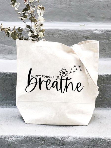 

Women's Don't Forget to Breathe Shopping Tote, White, Bags