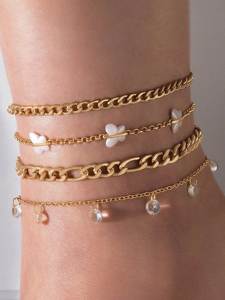

Vacation Crystal Tassel Multilayer Anklet Casual Ethnic Women's Jewelry, As picture, Bracelets