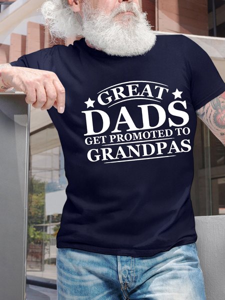 

Men’s Great Dads Get Promoted To Grandpas Crew Neck Casual Regular Fit T-Shirt, Deep blue, T-shirts