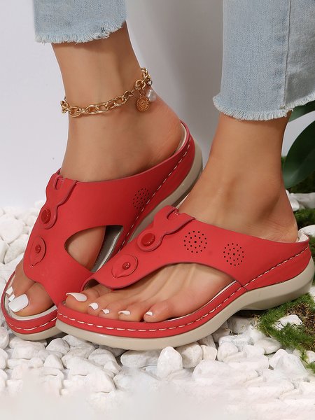 

Soft and Comfortable Vintage Flip Sandals, Red, Sandals