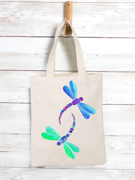 

Women's Dragonfly Shopping Tote, White, Bags