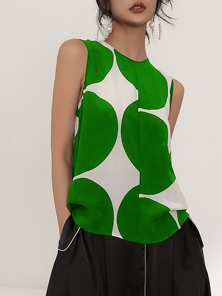 

Daily Regular Fit Crew Neck Polka Dots Shirt, Green, Blouses and Shirts