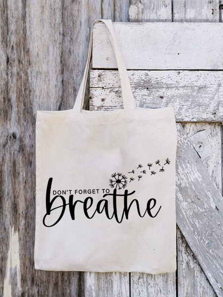 

Women's Don't Forget to Breathe Shopping Tote, White, Bags