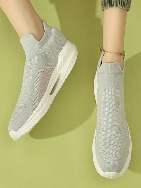 

Breathable Flyknit Lightweight Cushioned Sneakers, Gray, Sneakers