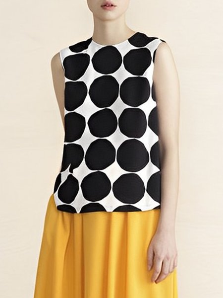 

Urban Crew Neck Polka Dots Loose Shirt, Black, Blouses and Shirts