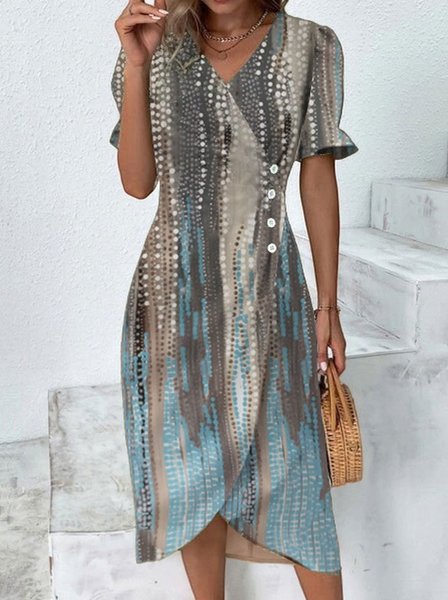 Gradient Pattern Casual Dress, Gray, Dresses