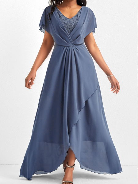 

Plain Regular Fit Urban Lace Dress, Blue, Formal Dresses