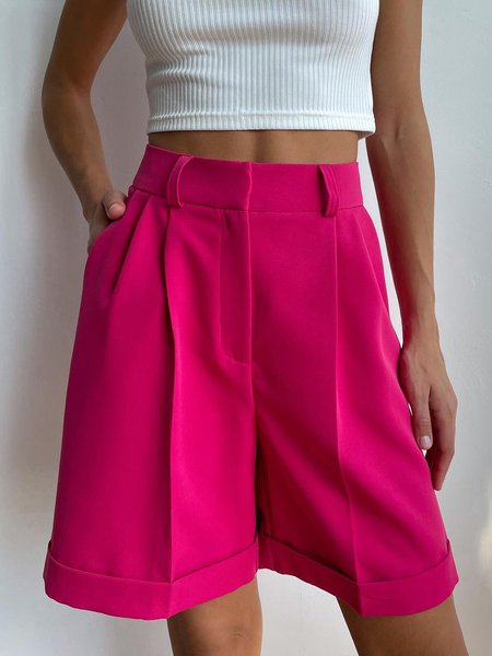 

Regular Size Plain Loose Urban Shorts, Rose red, Shorts