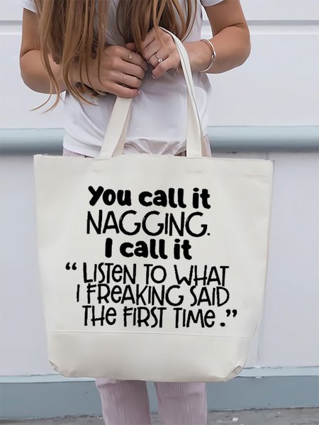 

Women's Funny You Call It You Nail It Shopping Tote, White, Bags