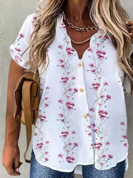 

Plus Size Mother‘s Day Printing Lace Collar Casual Loose Blouse, Pink, Shirts & Blouses