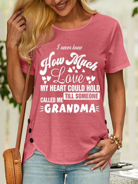 

Lilicloth X Y I Never Knew How Much Love My Heart Could Hold Till Someone Called Me Grandma Women’s Casual T-Shirt, Pink, T-shirts