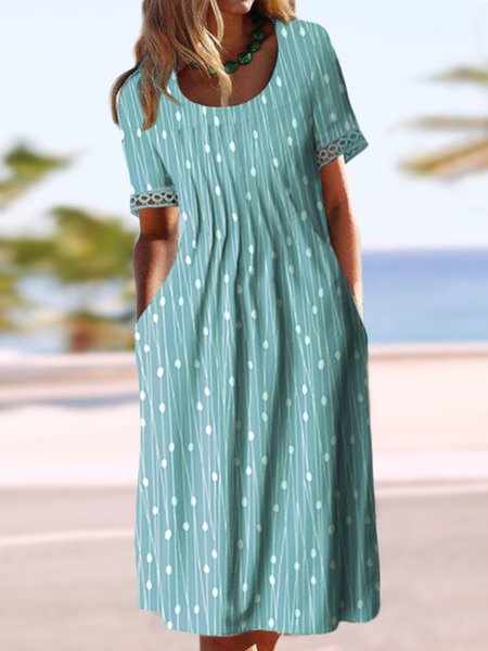 

Abstract Graphic Casual Crew Neck Dress, Green, Dresses