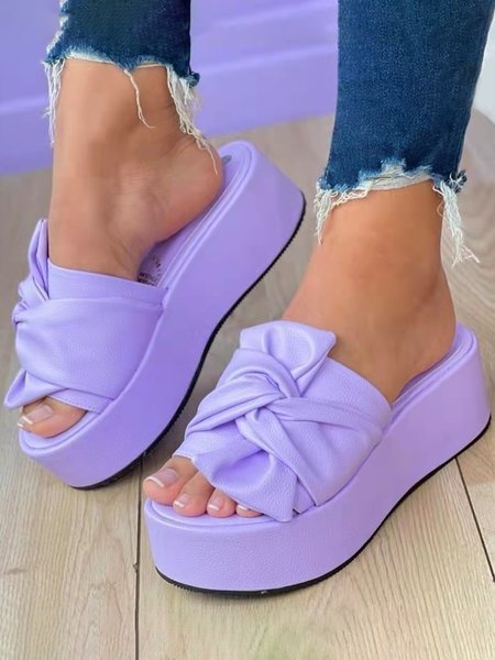 

Trendy Bow Platform Slippers, Purple, Sandals