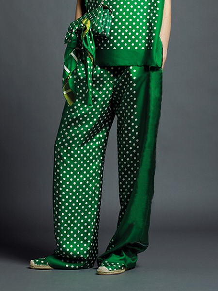 

Polka Dots Loose Casual Fashion Long Pants Straight pants, Green, Pants