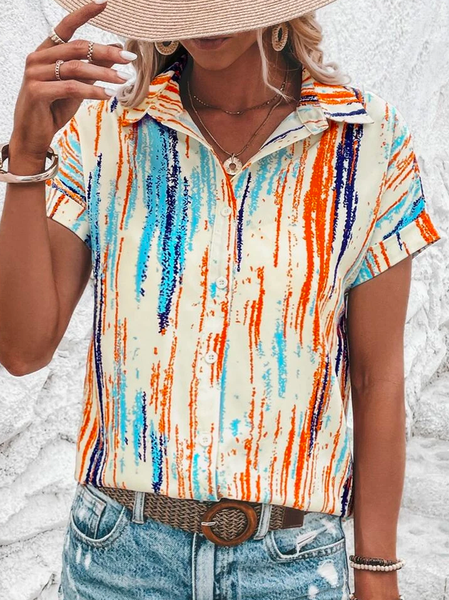 

Abstract Graphic Loose Vacation All Over Print Batwing Sleeve Blouse, Orange, Shirts & Blouses