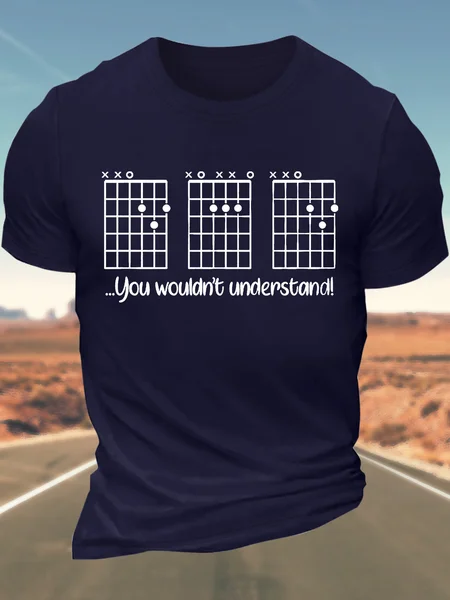 

Men’s You Wouldn’t Understand Guitar Cotton Regular Fit Casual Crew Neck T-Shirt, Deep blue, T-shirts