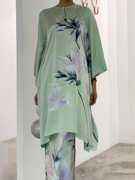 

Crew Neck Elegant Loose Shirt, As picture, Blouses and Shirts