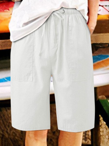 

Loose Cotton And Linen Casual Shorts, White, Shorts