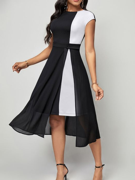 

Urban Regular Fit Jersey Buttoned Dress, Black-white, Dresses