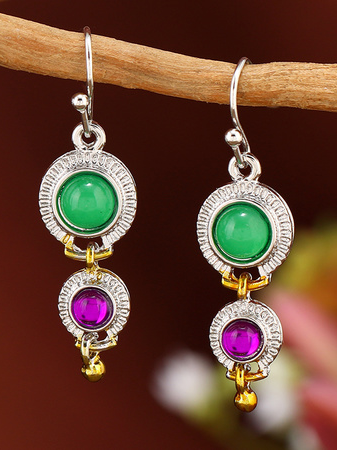 

Ethnic Two-Tone Crystal Dangle Earrings Vintage Casual Women's Jewelry, As picture, Necklaces