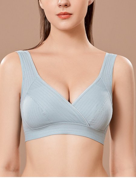 

Cross Neck Casual Plain Bra & Bralette, Blue, Crop Bras