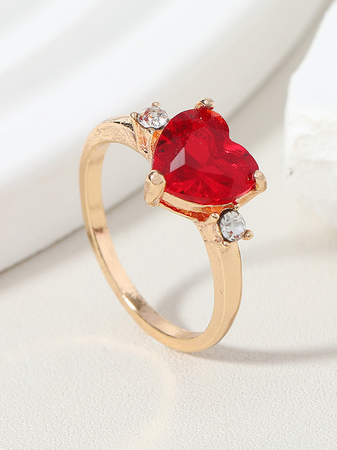 

Red Heart Crystal Ring Casual Festival Valentine's Day Mother's Day Gift, Rings
