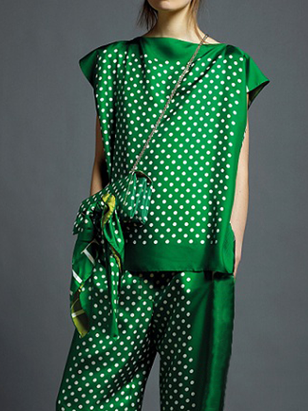 

Loose Lightweight Boat Neck Short sleeve Casual Shirt, Green, Blouses and Shirts