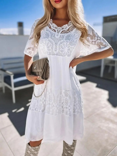 

Loose Casual Dress, White, Dresses