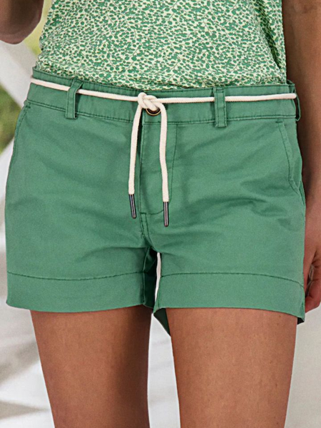 

Loose Cotton Plain Casual Shorts, Green, Shorts