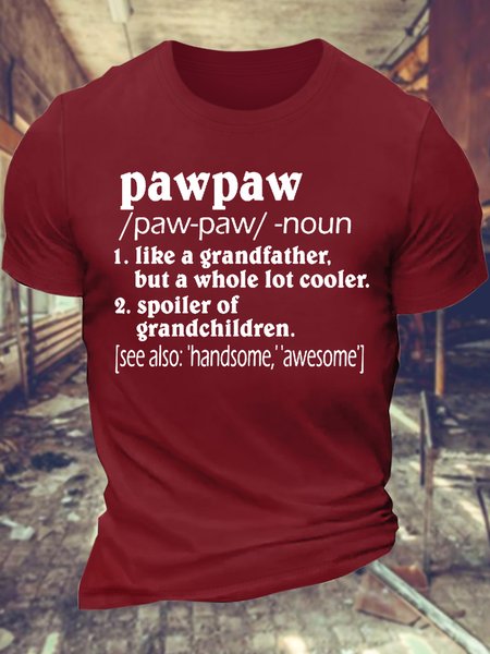 

Men’s Pawpaw Like A Grandfather But A Whole Lot Cooler Spoiler Of Grandchildren Text Letters Casual Regular Fit Crew Neck T-Shirt, Red, T-shirts