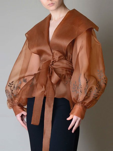 

Loose Elegant Shawl Collar Plants Kimono, Coffee, Kimonos