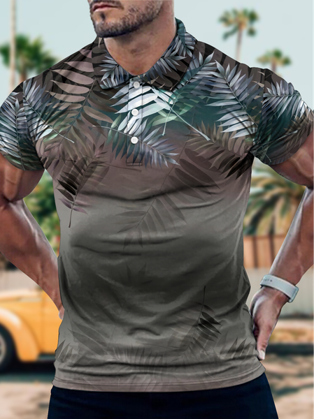 

Men's Take A Holiday Printing Palm Leaf Urban Polo Shirt, As picture, T-shirts