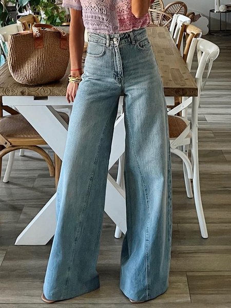 

Urban Denim Plain Wide leg Jeans, Blue, Jeans