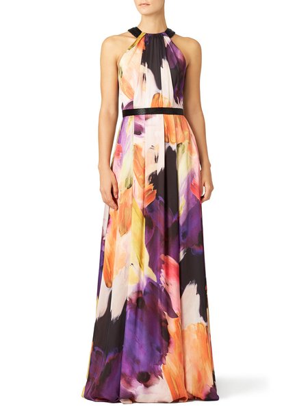 

Party Loose Vintage Floral Dress, As picture, Maxi Dresses