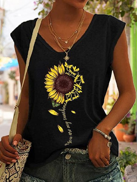 

Sunflower Dragonfly You Are My Sunshine T-Shirt, Black, T-Shirts