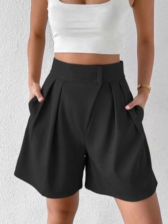 

Regular Fit Plain Elegant Shorts, Black, Shorts