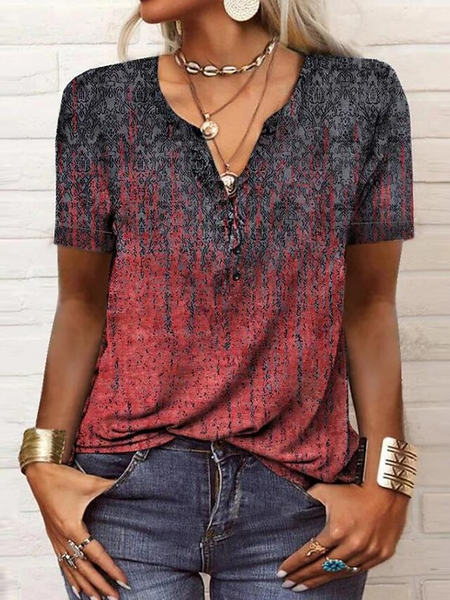 

Buckle Casual V Neck Jersey Shirt, Red, Shirts & Blouses