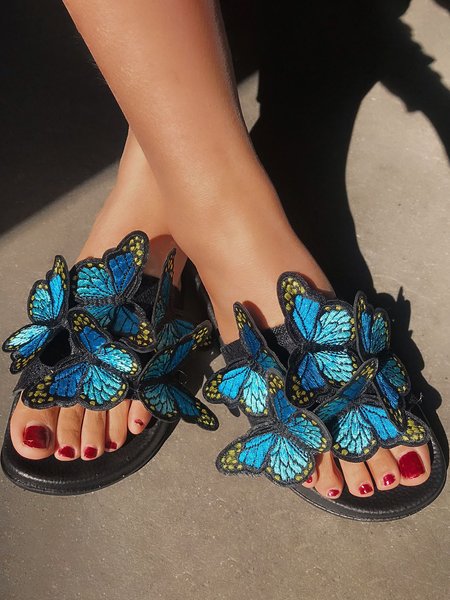 

Holiday 3D Butterfly Slippers, Blue, Sandals