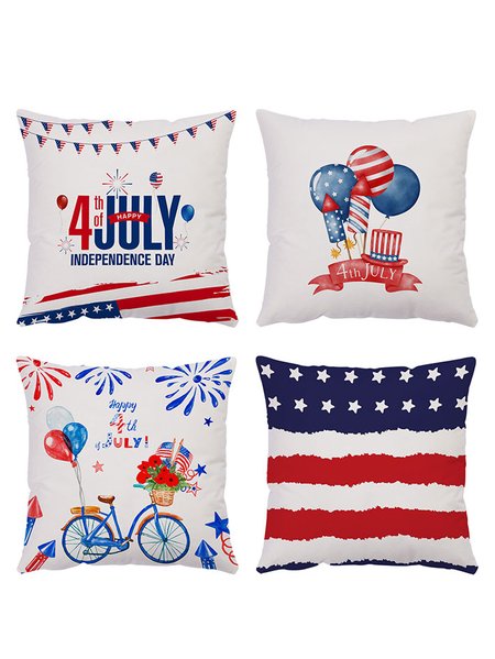 

18x18 Set of 4 Cushion Pillow Covers,America Flag Stars and Stripes God Bless America Throw Pillow Covers Patriotic Pillows Memorial Day Decor Cushion Case, As picture, Pillow Covers