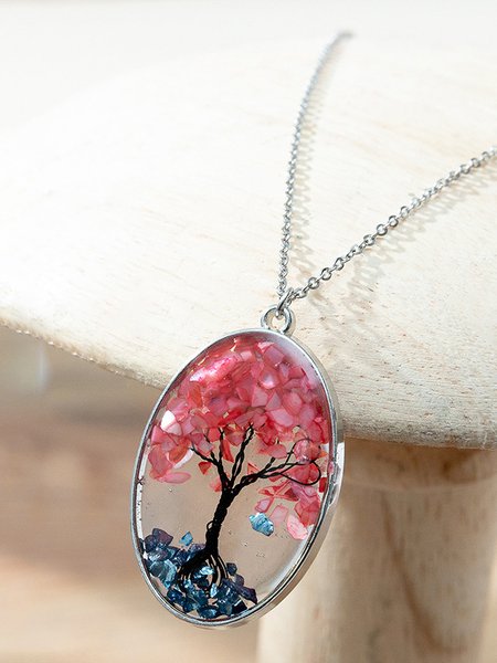 

Casual Crystal Life Tree Pattern Pendant Necklace Daily Urban Women's Jewelry, As picture, Necklaces