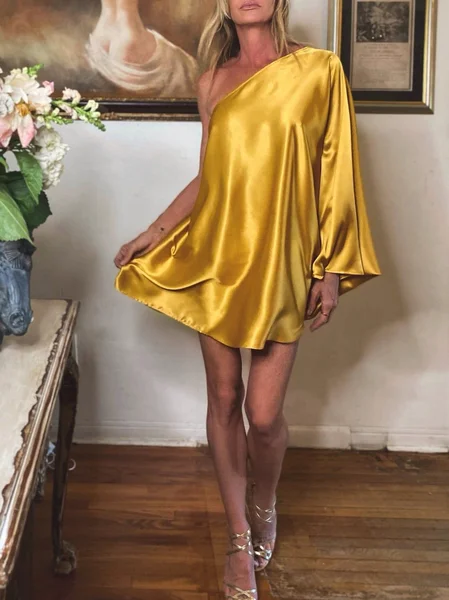 

Party Loose Vintage Dress, Yellow, Midi Dresses