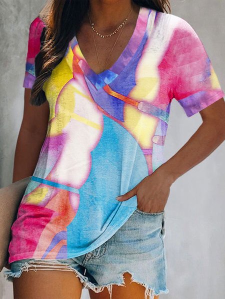 

Casual Loose Ombre T-Shirt, Blue, T-Shirts