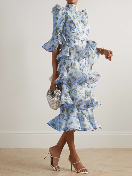 

Wedding Guest Fit Elegant Dress With Belt, Flower, Midi Dresses