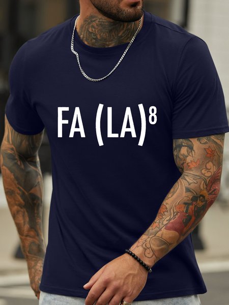 

Men’s FA (LA)8 Cotton Casual Regular Fit Text Letters T-Shirt, Deep blue, T-shirts