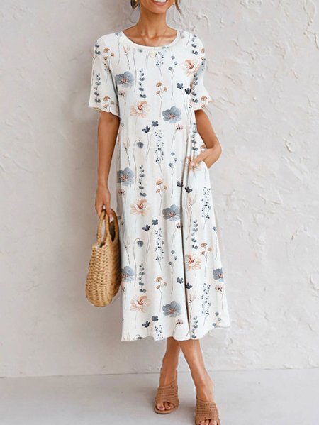 

Loose Casual Floral Dress, Multicolor, Dresses