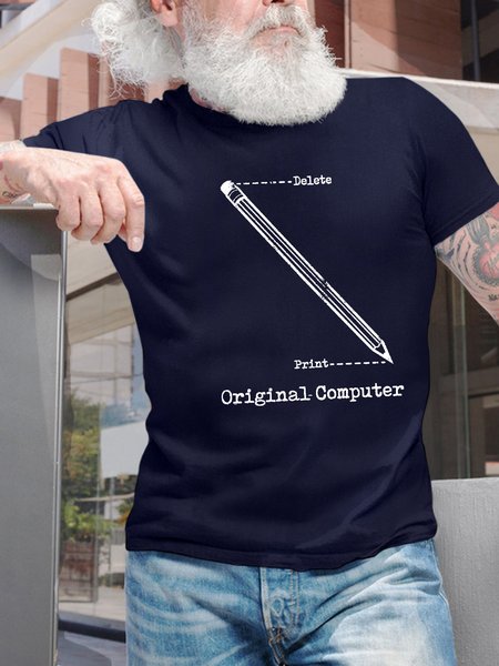 

Men’s Original Computer Crew Neck Text Letters Regular Fit Casual T-Shirt, Deep blue, T-shirts