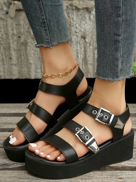

Black Multi Strap Punk Platform Sandals, Sandals