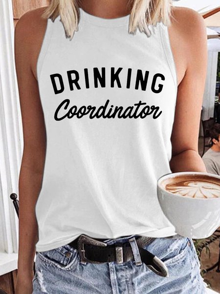 

Women's Drinking coordinator Casual Tank Top, White, Tank Tops