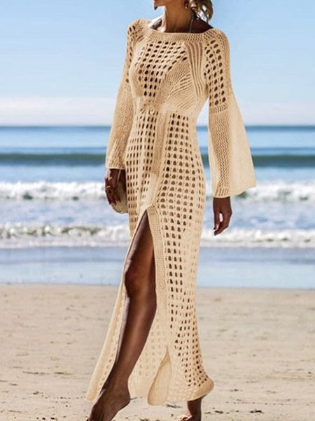 

Vacation Lace Plain Coverup, Apricot, swimwear>>Cover Ups