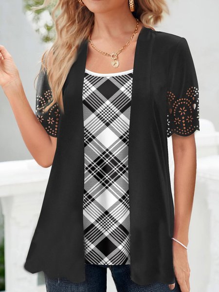 

Urban Plain V Neck Lace Shirt, Black, Shirts & Blouses